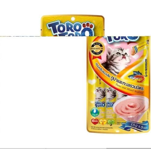 تورو تورو مكافأة للقطط بالتونة والمأكولات البحرية...