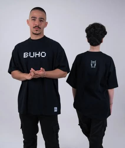 UNISEX OVERSIZED COTTON T-SHIRT -BUHO BLACK N4
