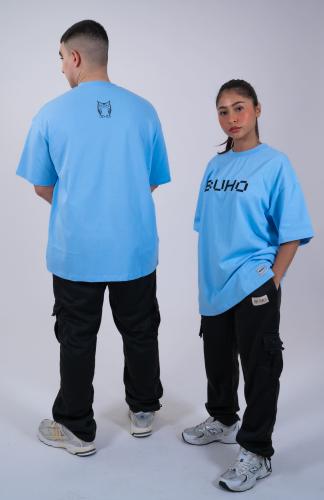 UNISEX OVERSIZED COTTON T-SHIRT -BUHO SKY BLUE N1