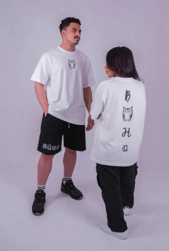 UNISEX COTTON T-SHIRT -BUHO WHITE(2)