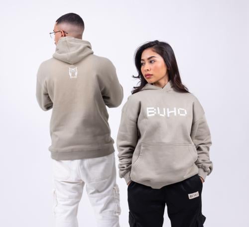 BUHO LIGHT BROWN COTTON BLEND UNISEX HOODIE