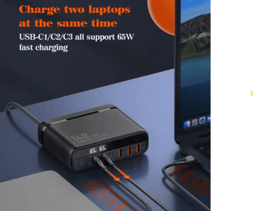 شاحن سريع ديجيت بلس GaN بقوة 140 واط - موديل DP-61...