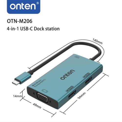 ‏Onten OTN-M206: محطة توصيل USB-C 4 في 1 مع دعم 4K