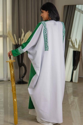 بشت كلاسيك اخضر نسائي بتطريز دام عزك ياوطن