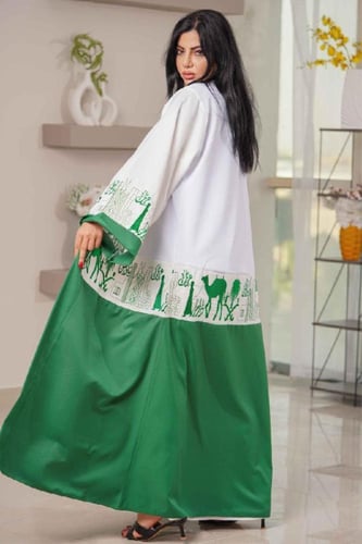 عباءة كلاسيك نسائي بتطريز أخضر