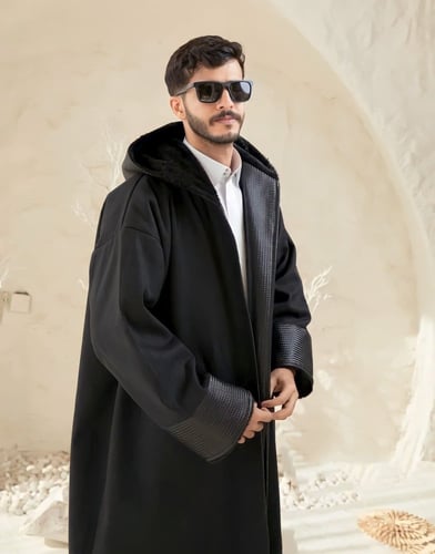 فروه قماش جوخ مع جلد على الاطراف