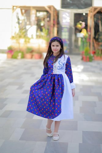 فستان شالكي أزرق