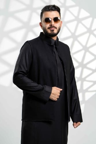 سديري جوخ دبل فيس رمادي + أسود