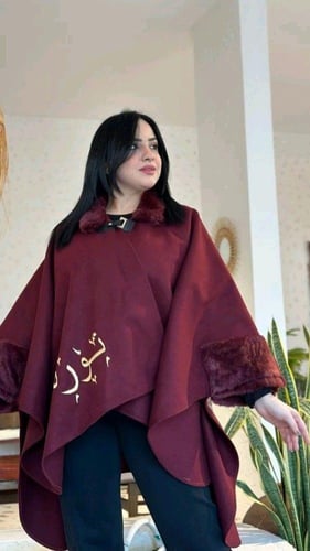 شال شتوي بالاسم – عنابي