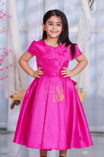 فستان بناتي احمر بكسرات