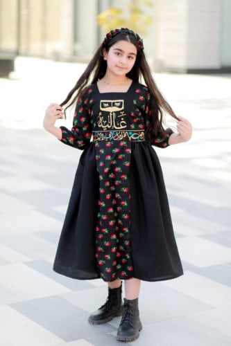 فستان شالكي أسود بناتي