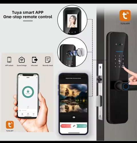 قفل باب الالكتروني الذكي بكاميرا وجرس