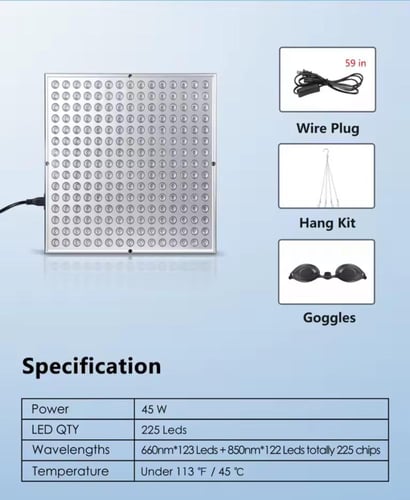 لوحة LED للعلاج بالضوء الأحمر 225 مصباح – تجديد ال...
