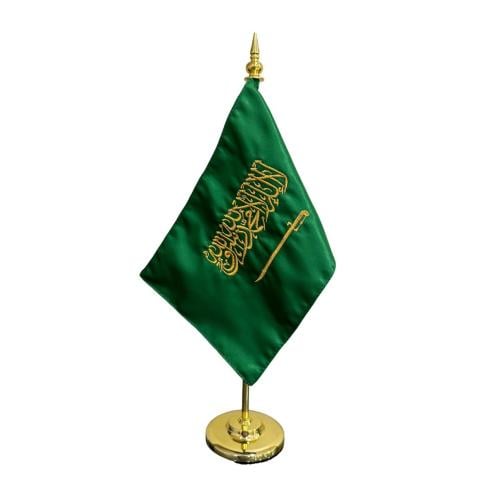 علم السعودية مكتبي تطريز فاخر مع القاعدة G1