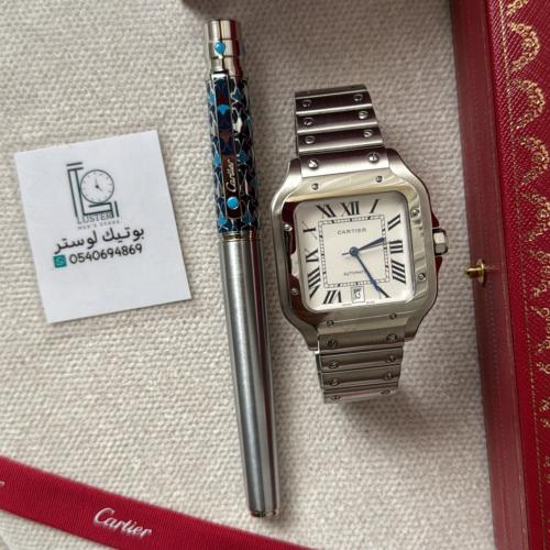 طقم ساعة كارتير سانتوس وقلم تيفاني نقش أسلامي