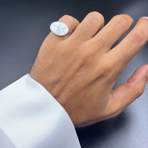 خاتم ملكي فضة عيار 925 - ابيض