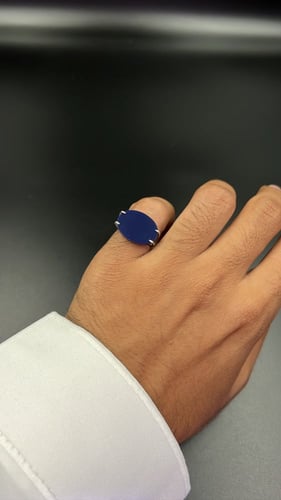 خاتم ملكي فضة عيار 925 - كحلي