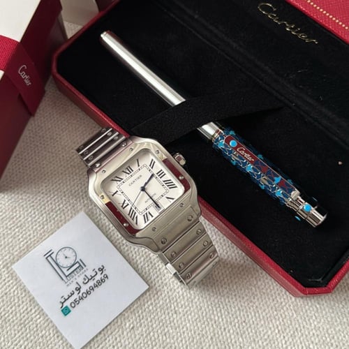 طقم ساعة كارتير سانتوس وقلم تيفاني نقش أسلامي