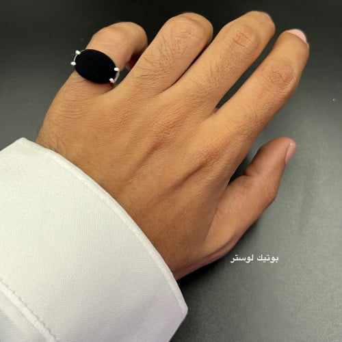 خاتم ملكي فضة عيار 925 - اسود