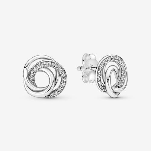 Fixed earrings decorated with wrapped rings