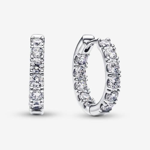 Sparkling Row Eternity Hoop Earrings