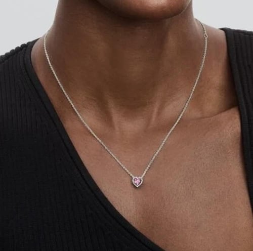 Pink Elevated Heart Necklace