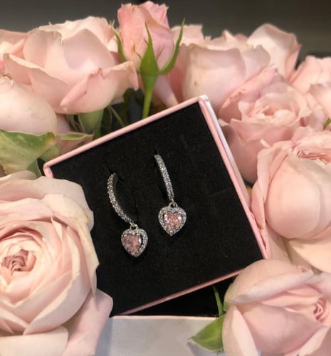 Sparkling Halo Heart Hoop Earrings