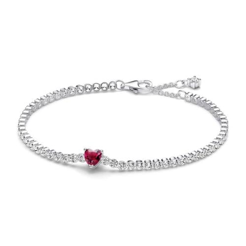 Red sparkling heart tennis Bracelet