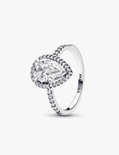 Sparkling Pear Halo Ring