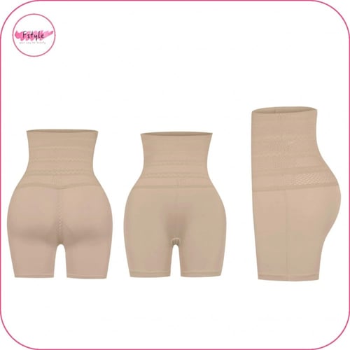 مشد بخصر عالي بتصميم مخطط مع الافخاذ