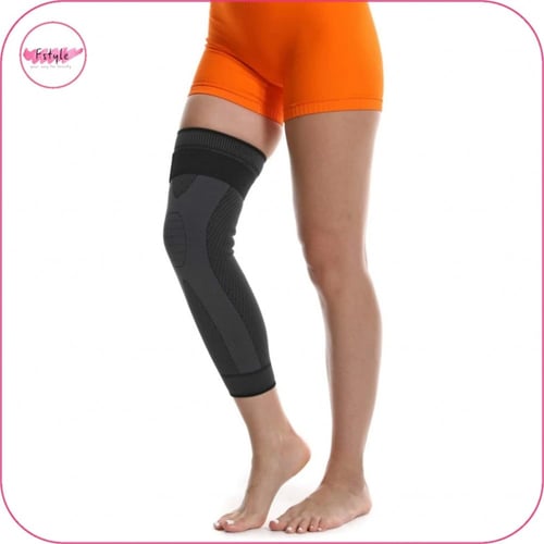 مشد دعم الركبة بتحكم عالي قطعة واحدة اسود