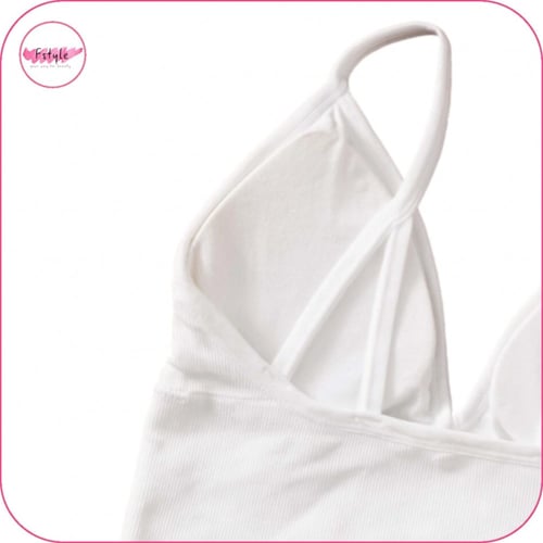 حمالة صدر بخط طويل لون أبيض