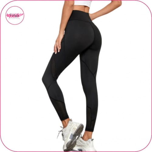 ليقنز بخصر عريض وتداخل شبكي أسود