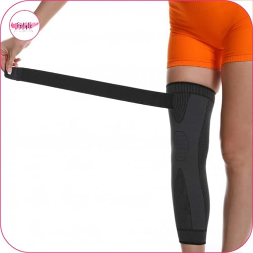 مشد دعم الركبة بتحكم عالي قطعة واحدة اسود