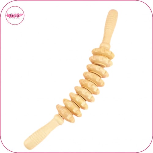 أداة التدليك من الخشب الطبيعي بـ 9 بكرات قابلة للد...