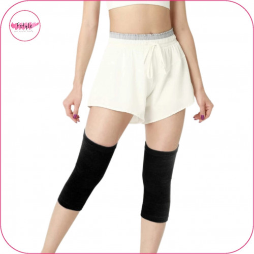 مشد دعم الركبة قطني أسود قطعتين