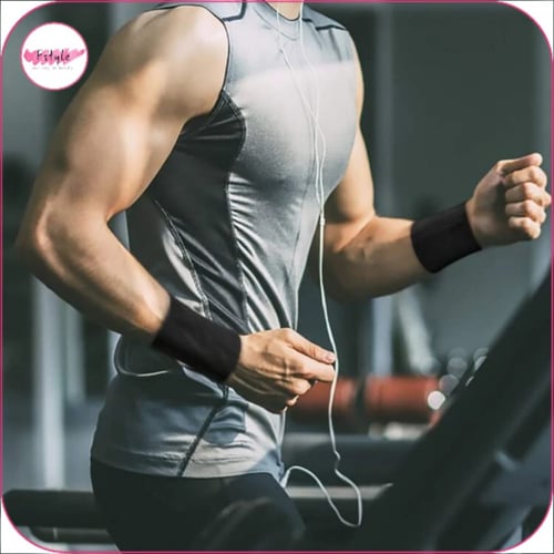 ربطة معصم رياضية اسود قطعتين