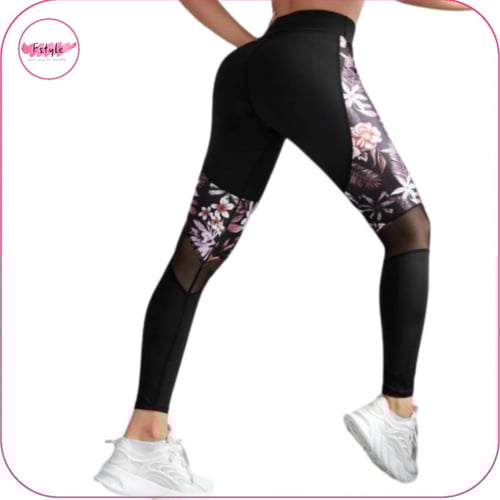 ليقنز بخصر عريض وتداخل شبكي مع أزهار