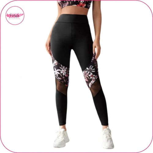 ليقنز بخصر عريض وتداخل شبكي مع أزهار