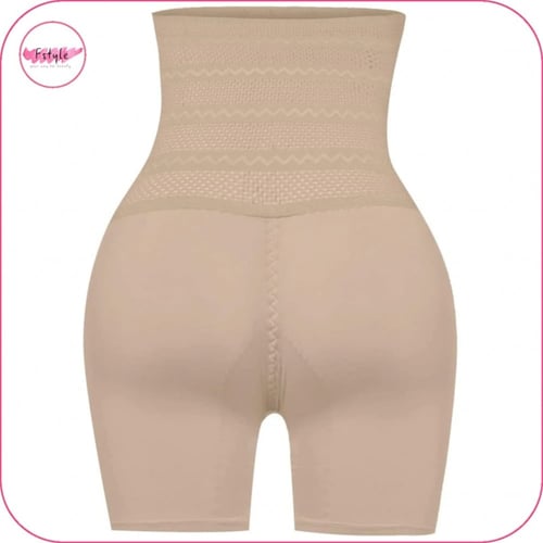 مشد بخصر عالي بتصميم مخطط مع الافخاذ