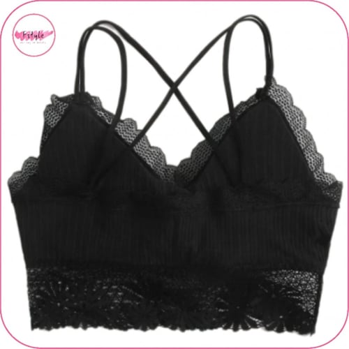 صدرية بتصميم دانتيل مزهر بشكل متقاطع