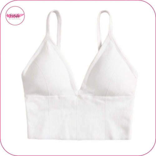 حمالة صدر بخط طويل لون أبيض