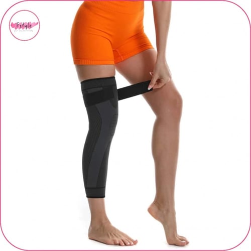 مشد دعم الركبة بتحكم عالي قطعة واحدة اسود