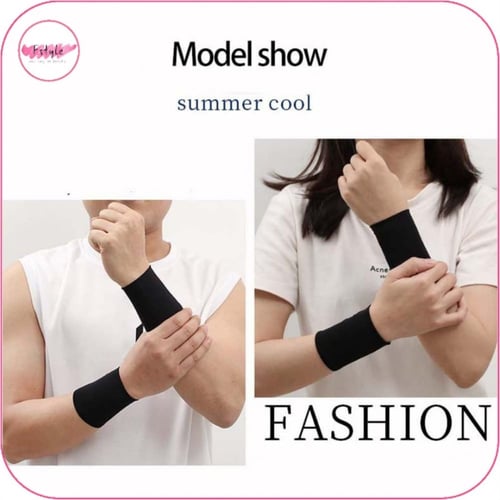 ربطة معصم رياضية اسود قطعتين