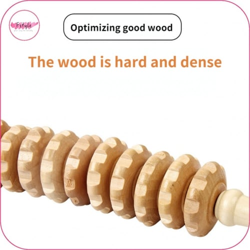 أداة التدليك من الخشب الطبيعي بـ 9 بكرات قابلة للد...
