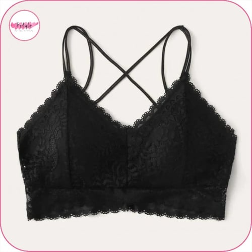 صدرية بتصميم دانتيل مزهر بشكل متقاطع