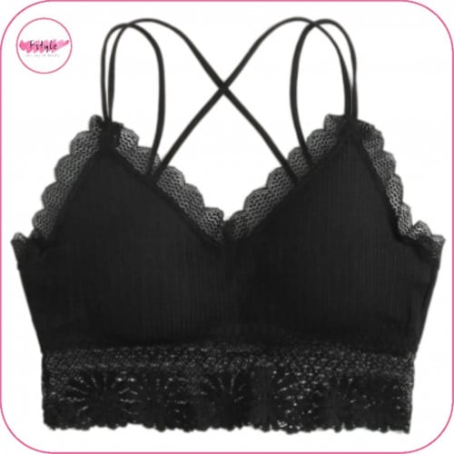 صدرية بتصميم دانتيل مزهر بشكل متقاطع