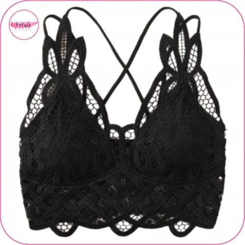 صدرية بتصميم دانتيل مزهر بشكل متقاطع