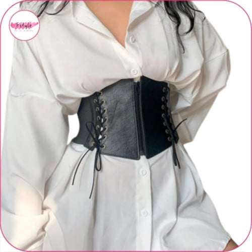 حزام خصر عريض بسحاب ورباط من الجوانب