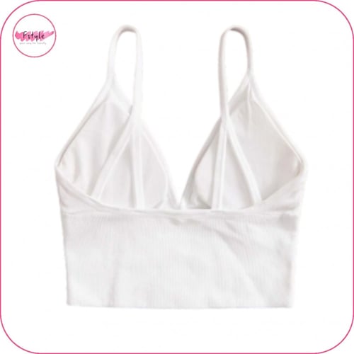 حمالة صدر بخط طويل لون أبيض